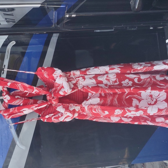 Faithfull the brand red floral halter dress 6 - Picture 2 of 3